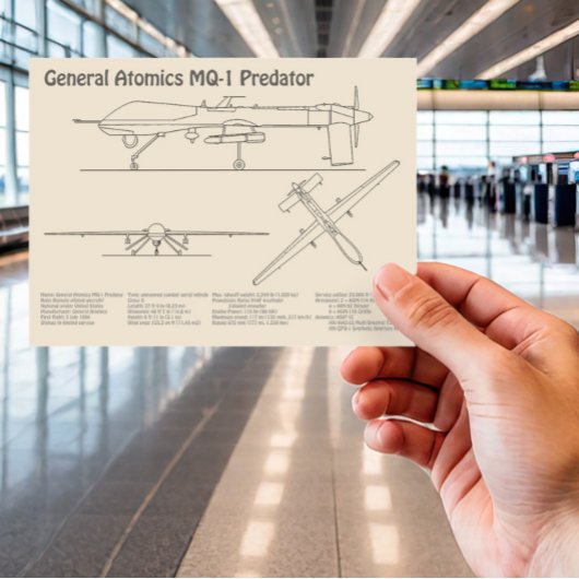 MQ-1プレデターUAV – 航空機設計図SD ポストカード