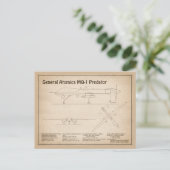 MQ-1プレデターUAV – 航空機設計図SD ポストカード (スタンド正面)