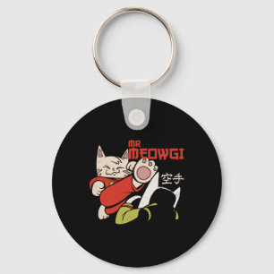 Mrおもしろい Meowgi Karate Cat Meowデザインメンズ キーホルダー