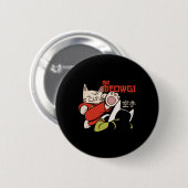 Mrおもしろい Meowgi Karate Cat Meowデザインメンズ 缶バッジ (正面&裏面)