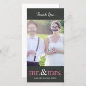 MRそしてミセス結婚のサンキューカード – グレー サンキューカード (正面/裏面)