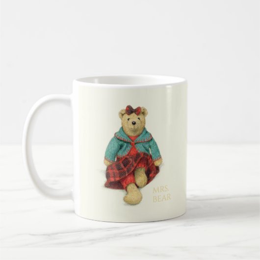 MRとミセスベアホワイトマグカップ コーヒーマグカップ (左)