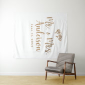 MRとミセス金ゴールドスクリプトタイポグラフィモダン ミニマル タペストリー (インサイチュ(横))