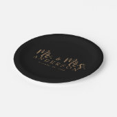 MRとミセス金ゴールドスクリプトタイポグラフィモダン ミニマル ペーパープレート (アングル)