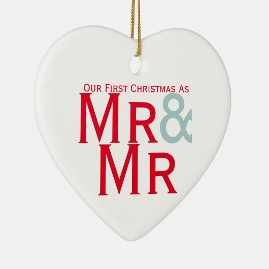 MrとMrの初めてのクリスマスをテーマにしたゲイ セラミックオーナメント (右)