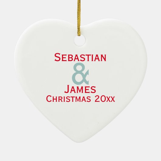 MrとMrの初めてのクリスマスをテーマにしたゲイ セラミックオーナメント (裏面)