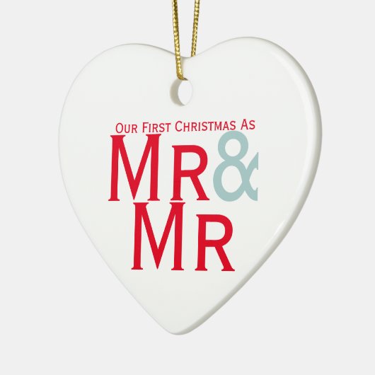 MrとMrの初めてのクリスマスをテーマにしたゲイ セラミックオーナメント (左)