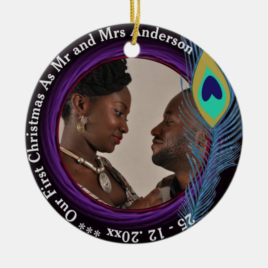 MRとMRS PHOTOオーナメントとしての初めてのクリスマス セラミックオーナメント (正面)