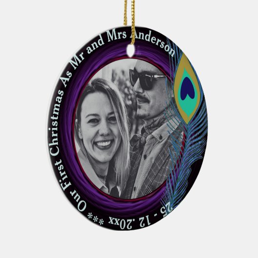 MRとMRS PHOTO Peacocksの初めてのクリスマス セラミックオーナメント (右)