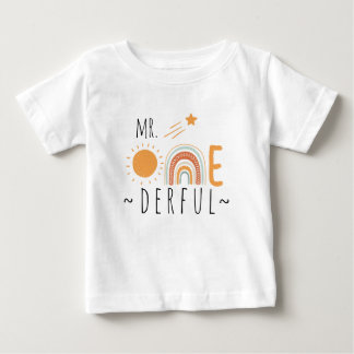 MRオネダーフルボホレインボーファースト誕生日ボーイ ベビーTシャツ
