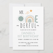 MRオネダーフルボホレインボーファースト誕生日ボーイ 招待状 (正面)