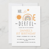 MRオネダーフルボホレインボーファースト誕生日ボーイ 招待状 (正面)
