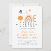 MRオネダーフルボホレインボーファースト誕生日ボーイ 招待状 (正面)