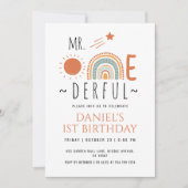 MRオネダーフルボホレインボーファースト誕生日ボーイ 招待状 (正面)
