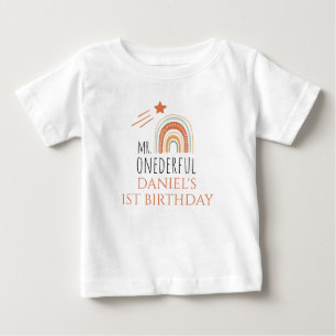 MRオネダーフルボホーレインボーファースト誕生日 ベビーTシャツ