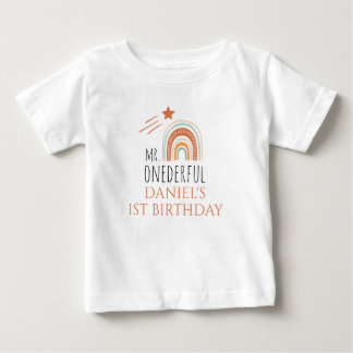 MRオネダーフルボホーレインボーファースト誕生日 ベビーTシャツ
