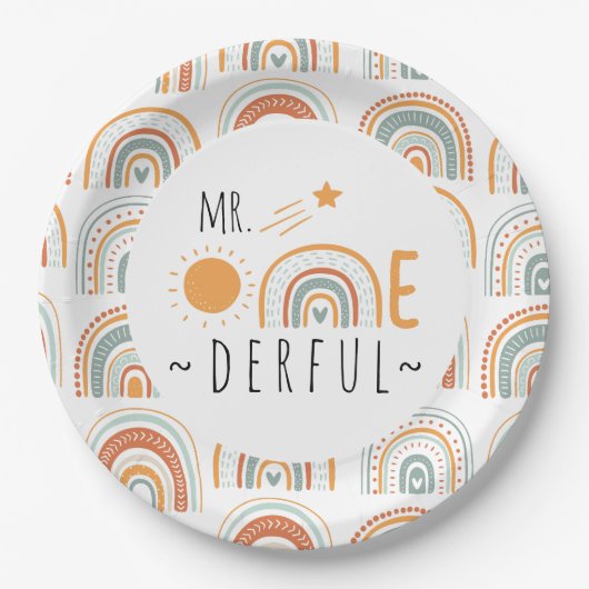 MRオネダーフルボホーレインボーファースト誕生日 ペーパープレート (正面)