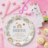 MRオネダーフルボホーレインボーファースト誕生日 ペーパープレート (パーティー)