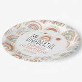 MRオネダーフルボホーレインボーファースト誕生日 ペーパープレート (アングル)