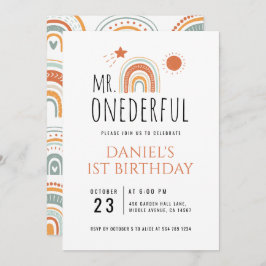 MRオネダーフルボホーレインボーファースト誕生日 招待状