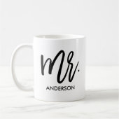 Mrスクリプトモダン付きパーソナライズされた コーヒーマグカップ (左)