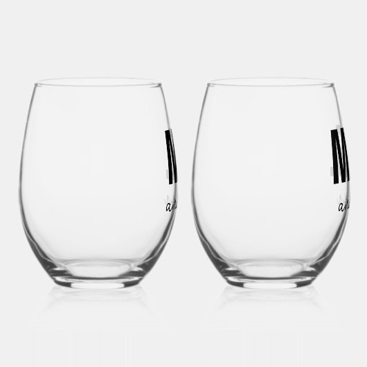 MRパーソナライズされたとMRS Nameの新結婚婚 ステムなしワイングラス (右)