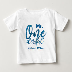 Mrパーソナライズされた Onederful男の赤ちゃんTシャツ ベビーTシャツ