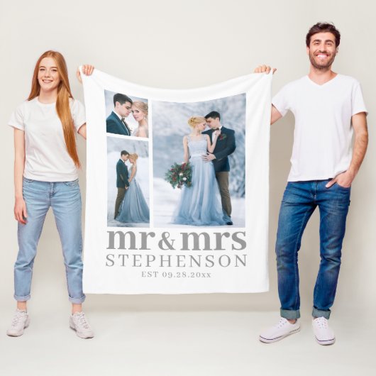 MRモダン AND MRS 3写真の記念結婚フリース フリースブランケット (インサイチュ)