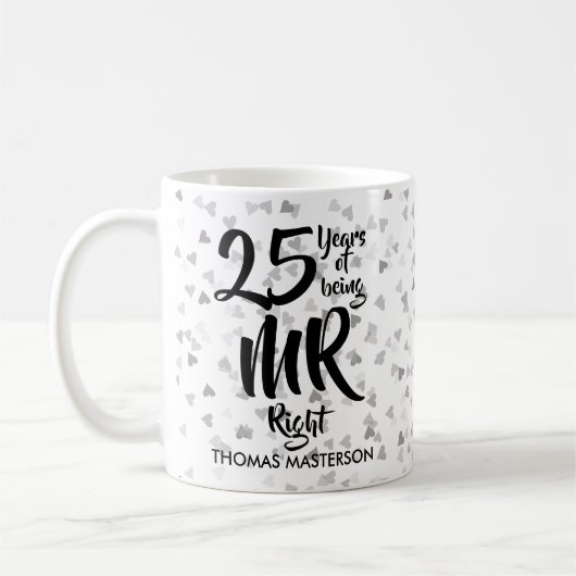 Mrライトとミセスいつだってベスト Funny 25th 記念日 コーヒーマグカップ (左)