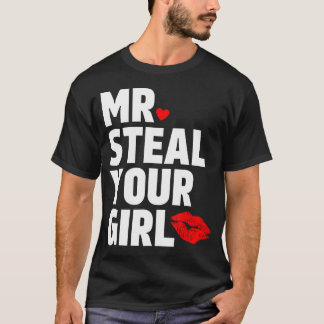 Mr.あなたの女の子を盗むバレンタインデーおもしろいV-Day Hear Tシャツ