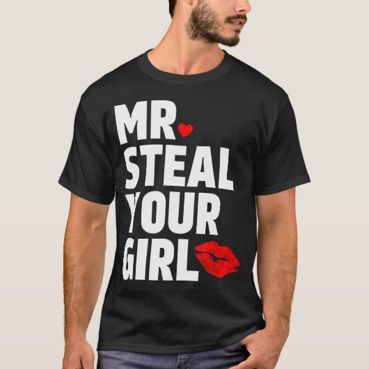 Mr.あなたの女の子を盗むバレンタインデーおもしろいV-Day Hear Tシャツ (正面)