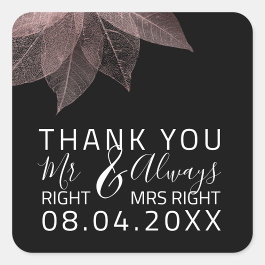 Mr おもしろい Right 結婚 $ Always Ms Right Animversar スクエアシール (正面)