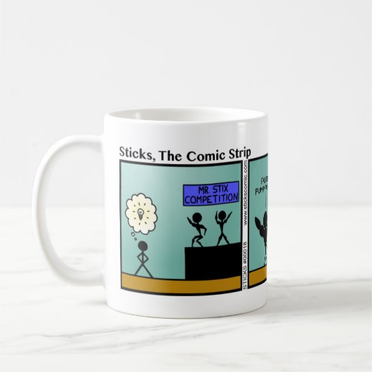Mr おもしろい Stix Competition Stickman Mug - 018 コーヒーマグカップ (左)