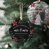 Mr.そしてミセス |クリスマス結婚したの最初の写真 セラミックオーナメント