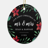 Mr.そしてミセス |クリスマス結婚したの最初の写真 セラミックオーナメント (左)