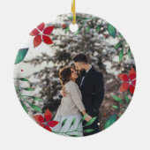 Mr.そしてミセス |クリスマス結婚したの最初の写真 セラミックオーナメント (裏面)