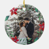 Mr.そしてミセス |クリスマス結婚したの最初の写真 セラミックオーナメント (裏面)