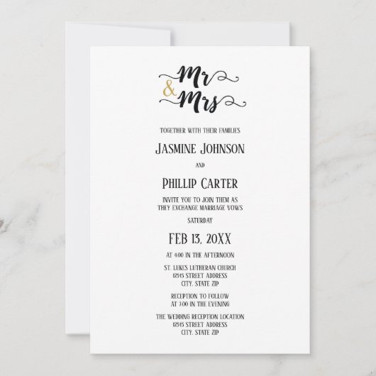 Mr.そしてミセス-結婚の/披露宴招待状 招待状 (正面)