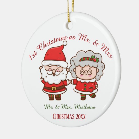 Mr.として最初のクリスマス可愛いサンタさんクロース セラミックオーナメント (左)