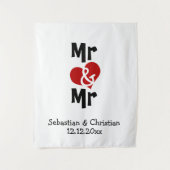 Mr. と Mr. フォトバックドロップ オーダーメイド同性婚ウェディング タペストリー (正面)