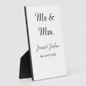 Mr. と Mrs. 【名前】 様 結婚記念日 年 挙式カップル フォトプラーク (側面)