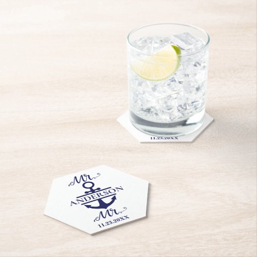 Mr.とMr.いかり航海のゲイ結婚式の引き出物 ペーパーコースター (インサイチュ)