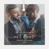Mr.とMr.の初めてのクリスマスLGBTQ記念品 ガラスオーナメント (正面)
