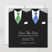 Mr.とMr.スーツとタイのゲイ日付を保存結婚 マグネット招待状 (正面)