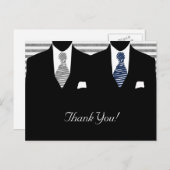 Mr.とMr.スーツとネクタイ（青/灰色）ありがとう ポストカード (正面/裏面)