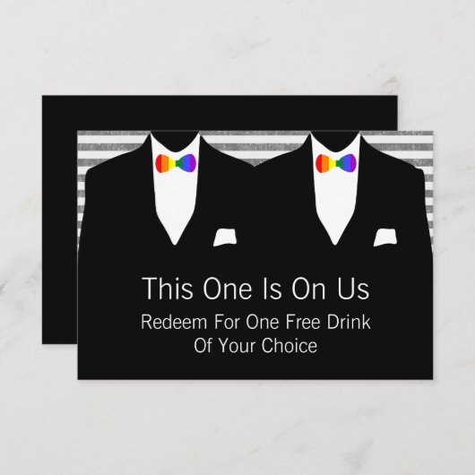 Mr.とMr.スーツとボウタイゲイ結婚(レインボー) サンキューカード (正面/裏面)