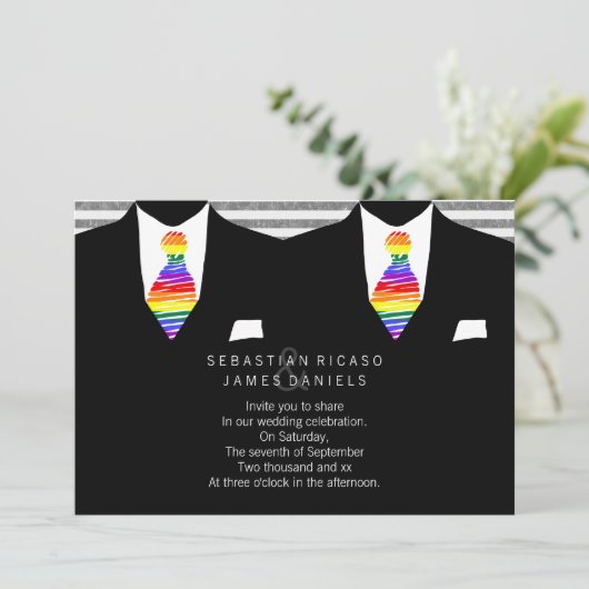 Mr.とMr.スーツとレインボータイゲイ結婚 招待状 (スタンド正面)
