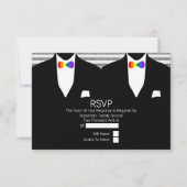 Mr.とMr.スーツレインボーネクタイゲイウェディングRSVP 出欠カード (正面)