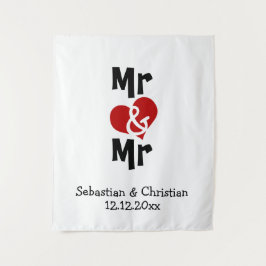Mr.とMr. フォトバックドロップ パーソナライズされたゲイウェディング タペストリー
