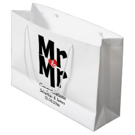 Mr.とMr.ブラックモダンとパーソナライズされたレッド ラージペーパーバッグ
